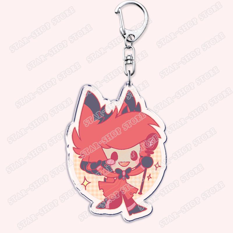 Heiß Populär Anime Cartoon Dämon Figur Schlüsselanhänger für Zubehör Tasche Angel Dust Schlüsselanhänger Ring Schlüsselring Schmuck Fans Freunde Geschenke