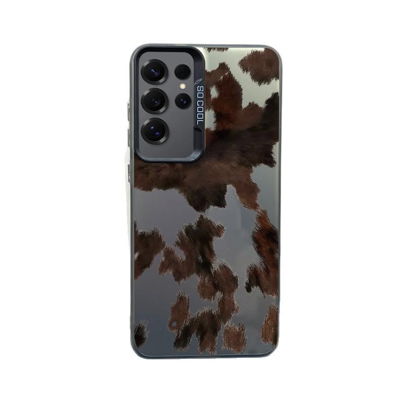 Applicable to Samsung color silver case S24/S25ULTRA brown leopard print GalaxyS23/NOTE20 mobile phone case