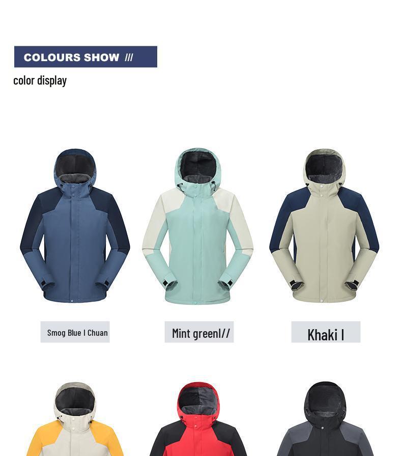 Unisex Waterproof Thick Hooded Jacket for Spring & Autumn - Customizable Mountaineering Apparel with Logo Printing.
