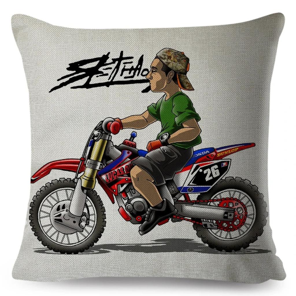Cartoon Sport Motorcycle Cushion Decor ful Etreme Mobile Bike Pillowcase for Sofa Home Car Pillow Case,(5)