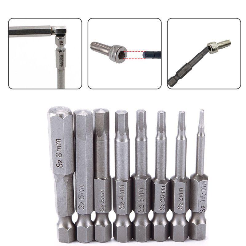 8pc Head Hex Long Allen Bit Set Quick Connect Shank Impact Driver Magnetic Drill