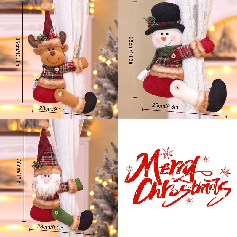 1PC Hat Designs Creative Reindeer & Santa with Sweaters Curtain Buckle Christmas Decorations Curtain Clips Christmas Snowman