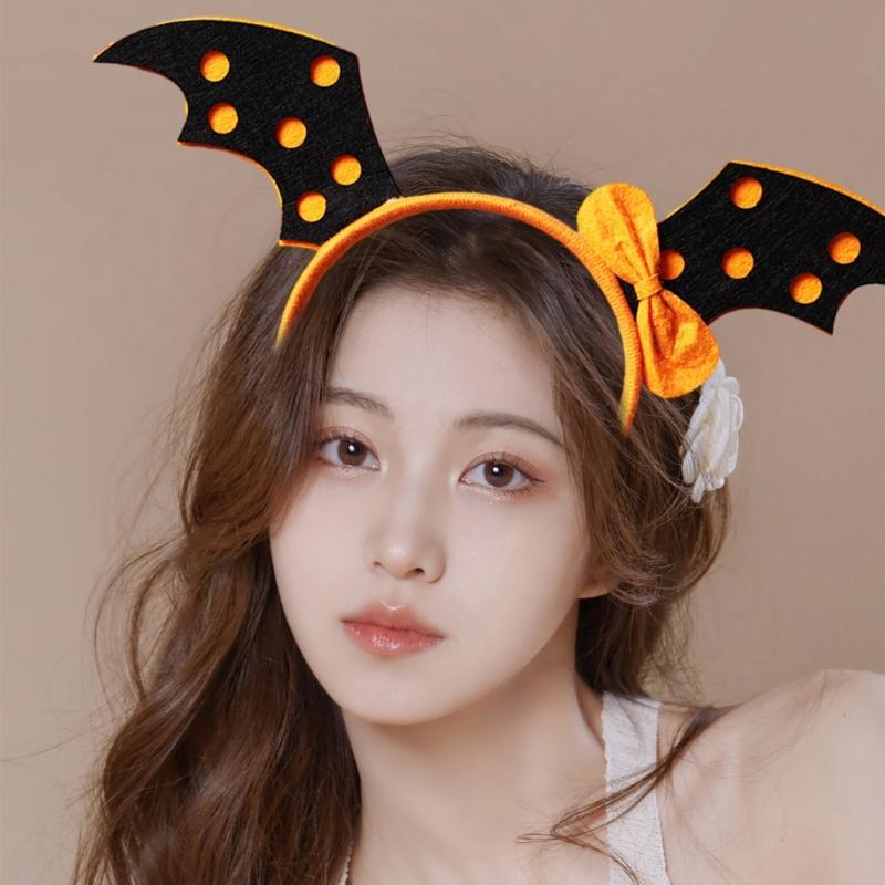 Cute Bat Wing Shape Hair Hoop Women Spa Wash Face Makeup Headband for Photoshoot Halloween Party Hair Accessories