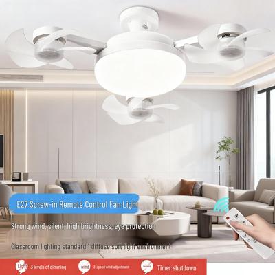 Ventilator inteligent de tavan cu economie de energie, cu telecomandă silențioasă și lumină prietenoasă cu ochii pentru dormitor sau sufragerie