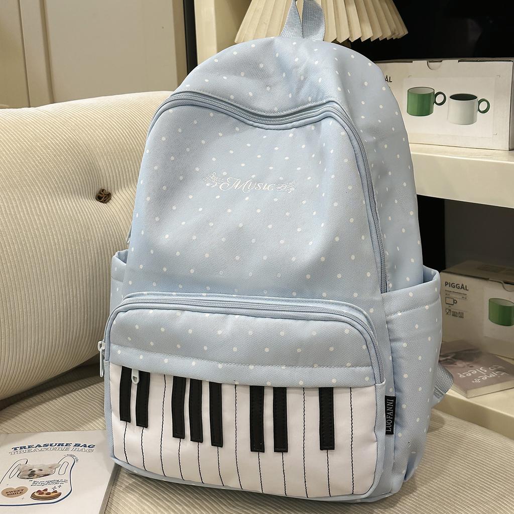 Zaini Personalizzati Piano Donna Stampa Pois Mochila Borsa Grande Capacità alla Moda Semplice Borse Zaino per Donna
