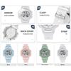 Digital Watch Unisex Electronic Timepiece PU Band Water Resistant Alarm Stopwatch Date Display EL Backlight 7 Colors Sports Watch