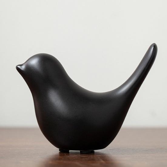 Ceramic Abstract Black Bird Statue Sculpture White Golden Bird Figurine Modern Home Office Living Room Tabletop