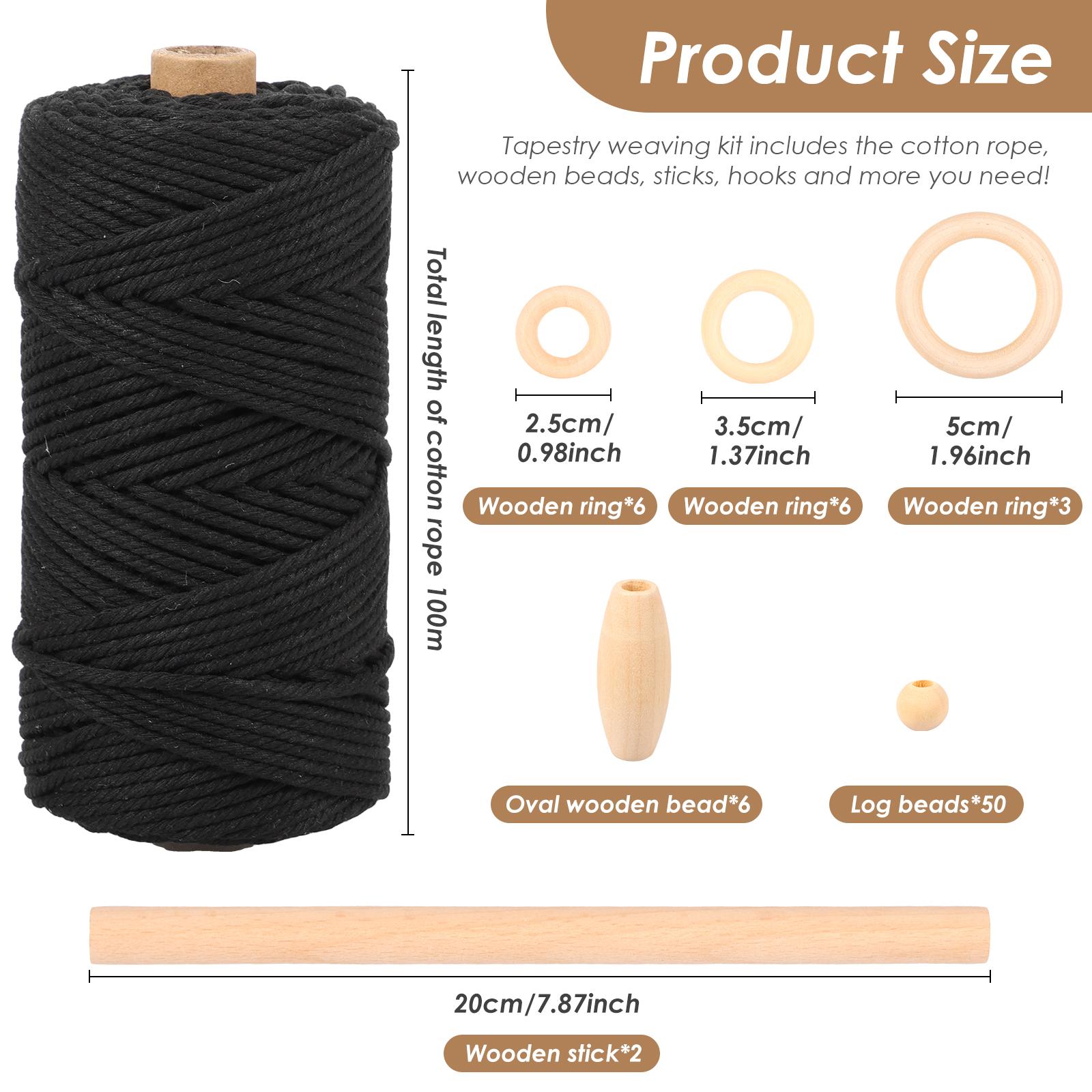 

Набір для плетіння макраме на стіну своїми руками Повний набір макраме з бавовняною мотузкою Дерев яні намистини Дерев яні кільця Для початківців DIY Ремесло Набір макраме