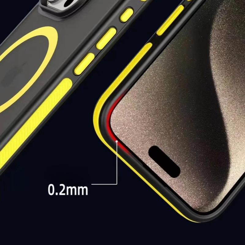 For iPhone 17 Pro Max For Magsafe Matte Bicolor Frame Phone Case For iPhone 17 16 12 13 14 15 Pro Max Protective Magnetic Cover