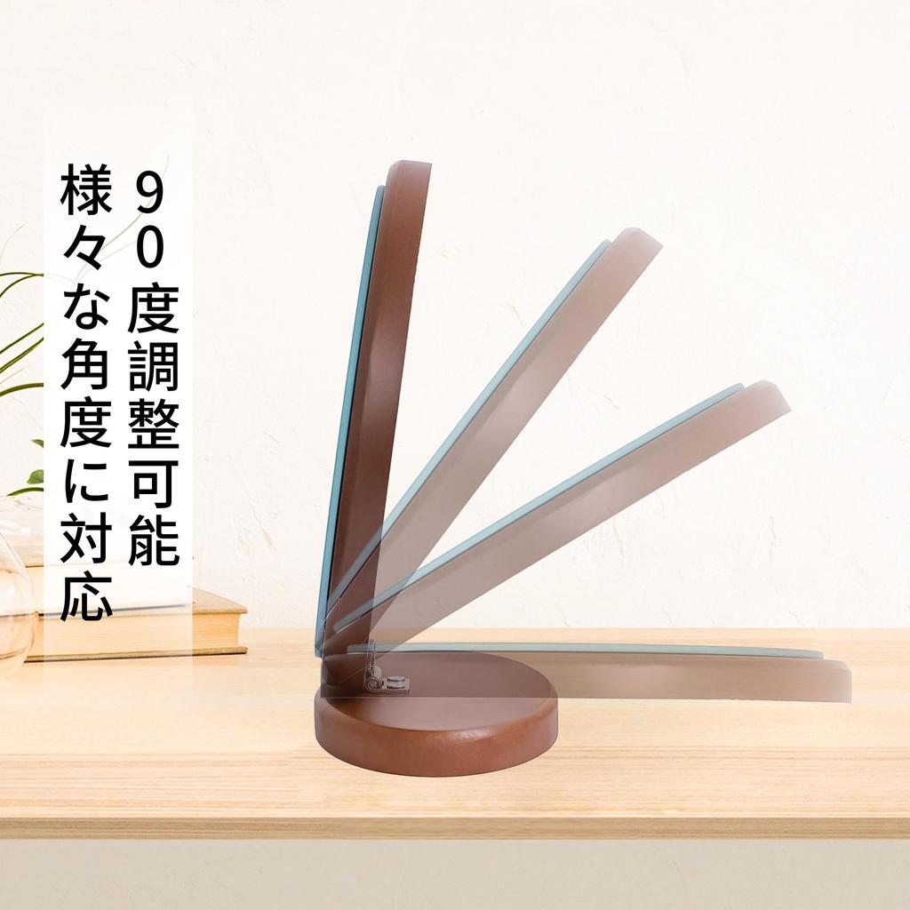 Homirio Wooden Tabletop Makeup Mirror with Clear Wood Stand Wood Grain Stylish Design Mirror, Reflection, Mirror, Finish, 90-Degree Adjustable,