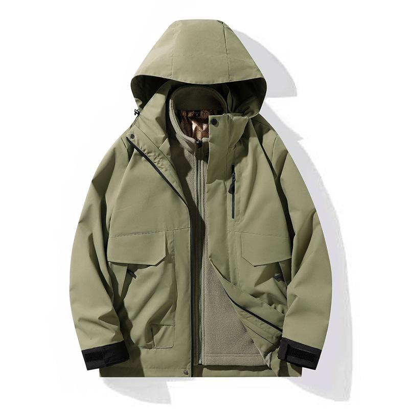 Winter Thickened Three-in-One Couple's Windbreaker Sports Jacket Three-Proof Detachable Outdoor American Workwear Jacket for Men