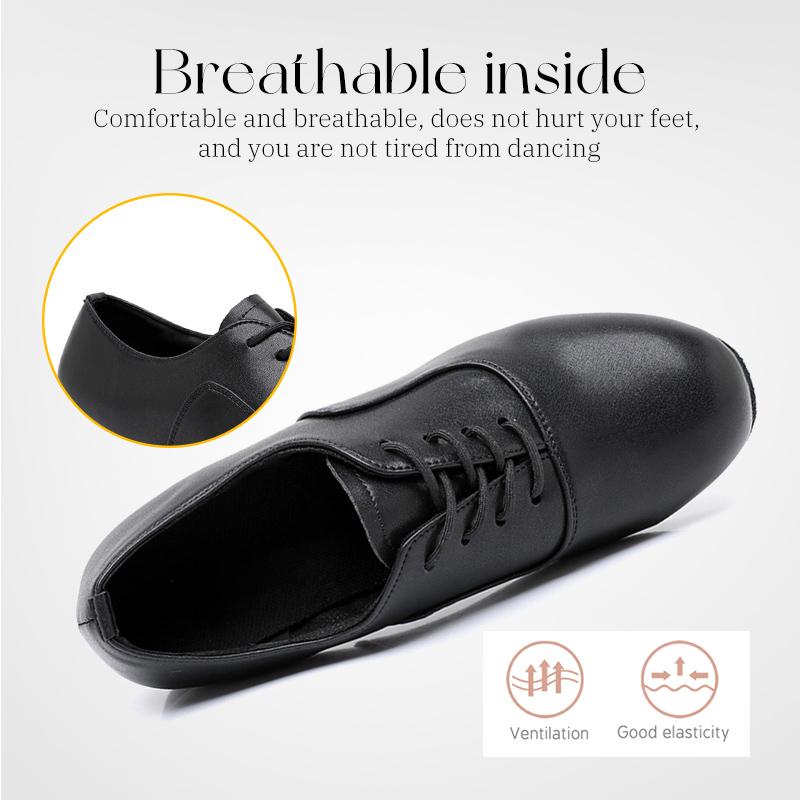 Men's Professional Lace-up Black Leather Latin Tango Ballroom Modern Dance Shoes