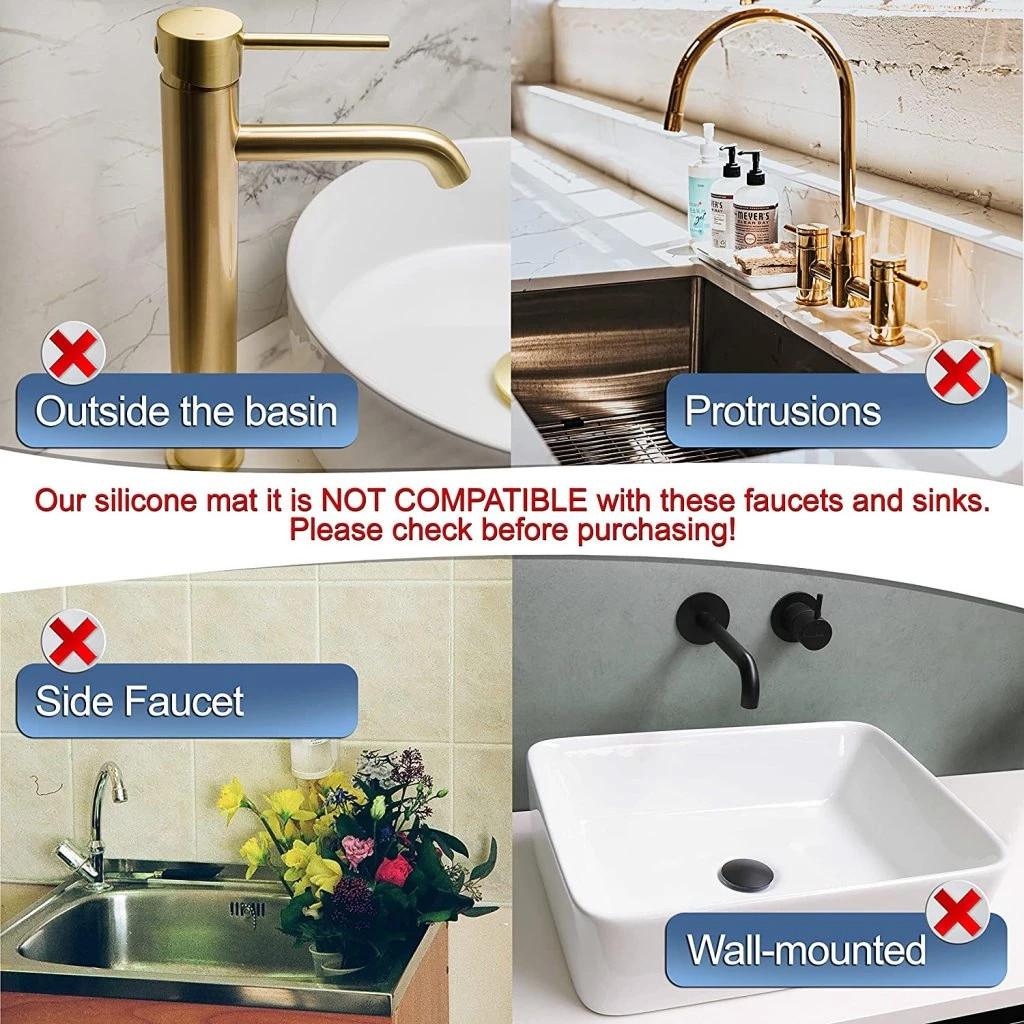 Kitchen Silicone Faucet Pad Kitchen Sink Protection Pad Reusable Drying Mat Dish Sponge Drying Mat Drip Catcher Tray