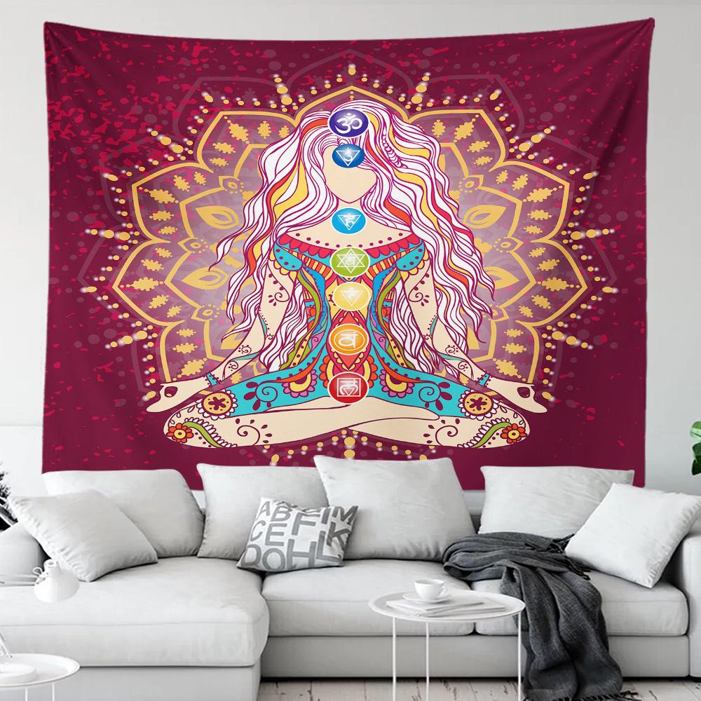 Yoga Mandala Tapestry Background Cloth Hanging Cloth Bedroom Bedside Decorative Wall Cloth Rental Dormitory Tapestry