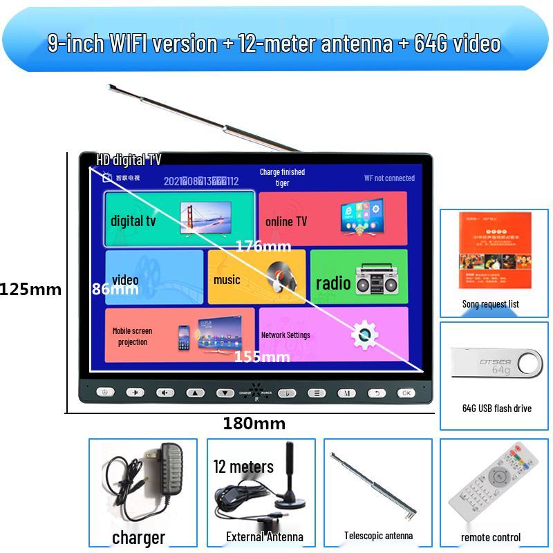 Compact Wireless Digital TV with WiFi and Terrestrial Signal for Seniors - Perfect for Watching Shows, Singing, and Square Dancing