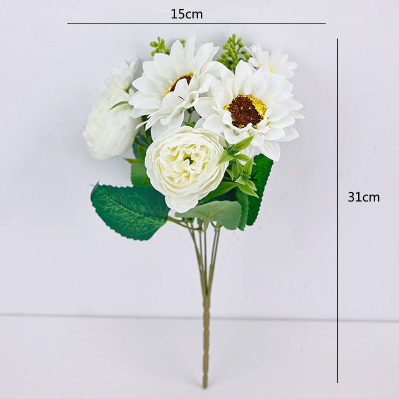 Artificial Sunflower Bouquet Wedding Decor Home Interior Photography Prop Silk Floral Arrangement