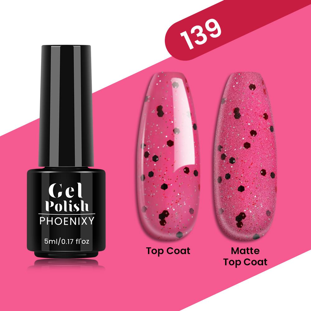 PHOENIXY 80 Farben Nagel-Gel-Nagellack, 5 ml, UV-LED-Farb-Nagelkunst-Hybrid-Nagellack, Liner-Gel, Maniküre-Kunst, semi-permanent, glitzernd, glänzende Farben-Gel