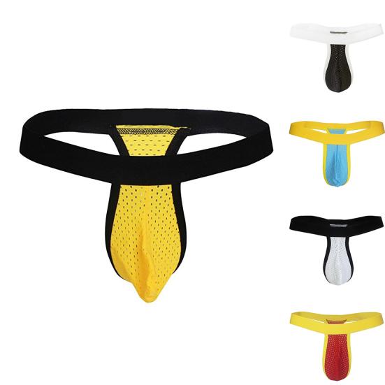 Men's Sexy Mesh Bulge Pouch Breathable T-Back G-string Briefs Thongs Underwear