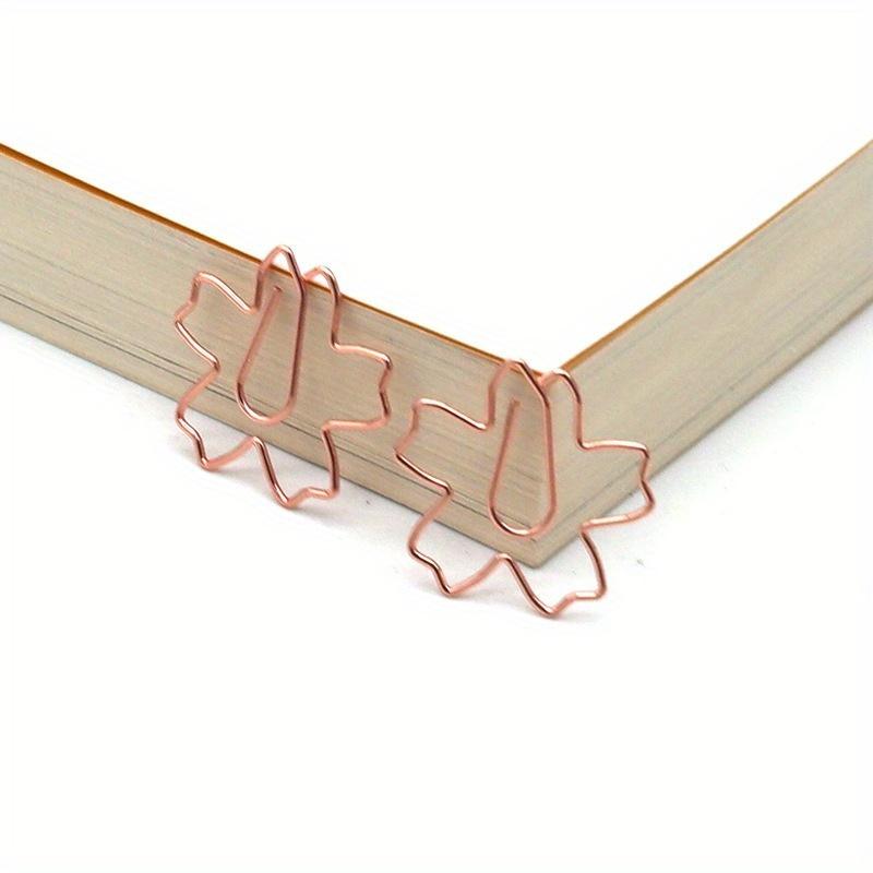 25Pcs Plated Paper Clips Sakura Paper Needle Bookmark Metal Memo Clip Stationery Cherry Blossoms Box Clips.