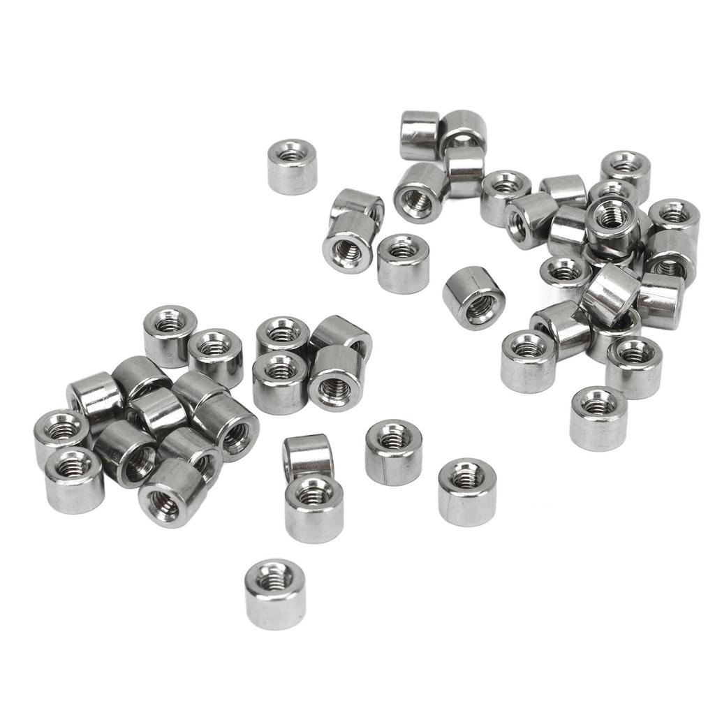 50Pcs Coupling Nut Round Female Thread Stainless Steel M4 Connector Nut Kit for Maintenance