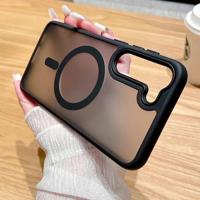 

Матовый чехол для Samsung Galaxy S24 S23 S22 Ultra Plus S21 S20 FE для Magsafe, матовый бампер с магнитной зарядкой, принципиально For Galaxy S23 Ultra