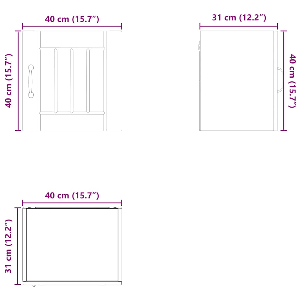 Wall Cabinet LUCCA Reclaimed Wood 40 X 31 X 40 Cm Particleboard