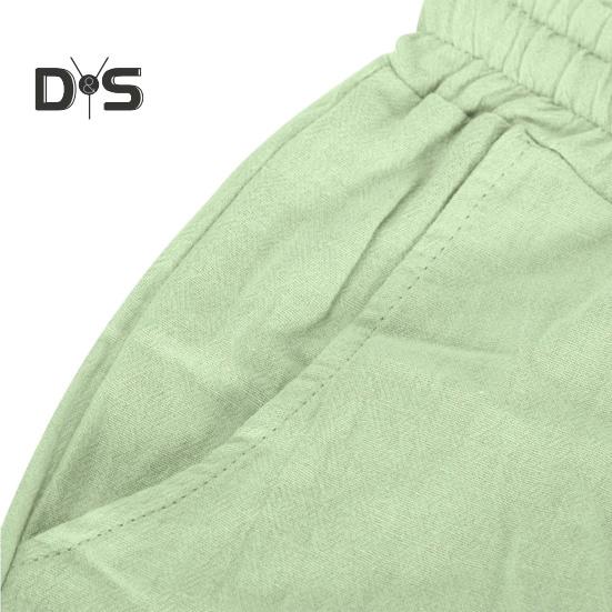 Women Summer Shorts Elastic Waistband Adjustable Drawstring Casual Pants with Pockets Solid Color Loose Fit Knee-length Pants