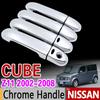 For Nissan CUBE Z11 2002 - 2008 Chrome Handle Cover Trim Set for 4Door Car Accessories Stickers Car Styling 2003 2005 2006 2007