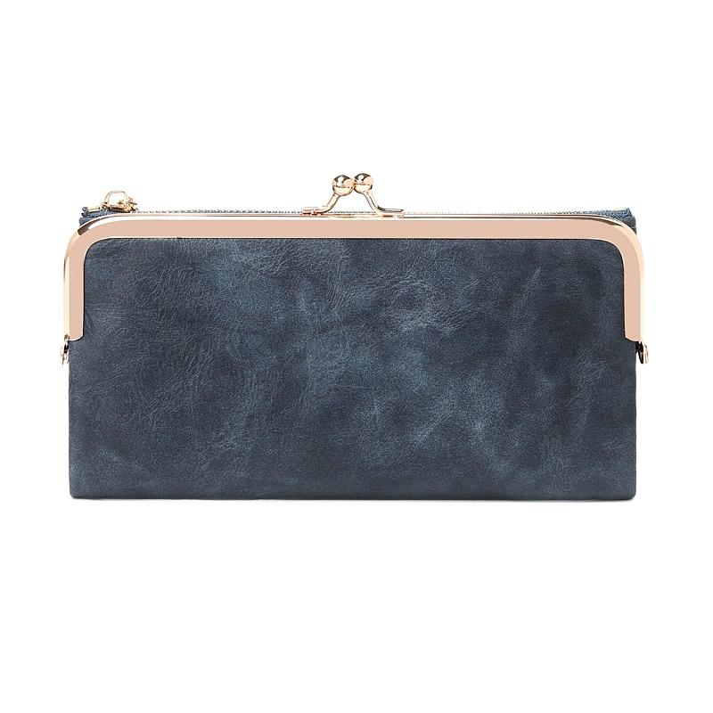 Однотонный многофункциональный длинный кошелек винтажный клатч-монетница женский держатель для карт на молнии 1198₽