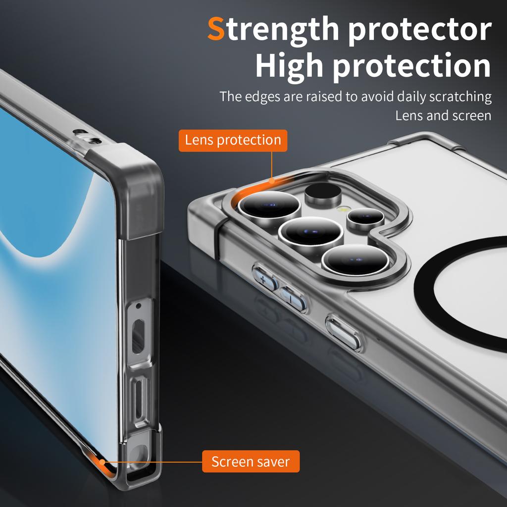 For Samsung Galaxy S24 Ultra Case Compatible with MagSafe Reinforced Corners TPU+Acrylic Back Cover