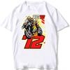 2025 Nuevo Marco Bezzecchi 72 Gp Camiseta de Montar Verano Unisex Manga Corta Deporte Chico Hip Hop Casual Tops Blancos Camisetas de Piloto de Motocicleta