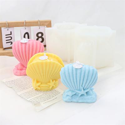 Summer Style Starfish Shell Pillar Candle Mold Silicone Flamingo Column Soap Mold 3D Making Emboss Statues Plaster Resin Tools