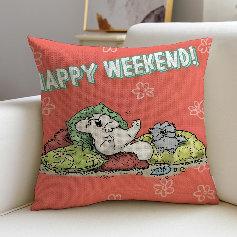 Funny SSimons CatS Cushion Cover Breathable and skinfriendly linen pillowcase square removable and washable cushion
