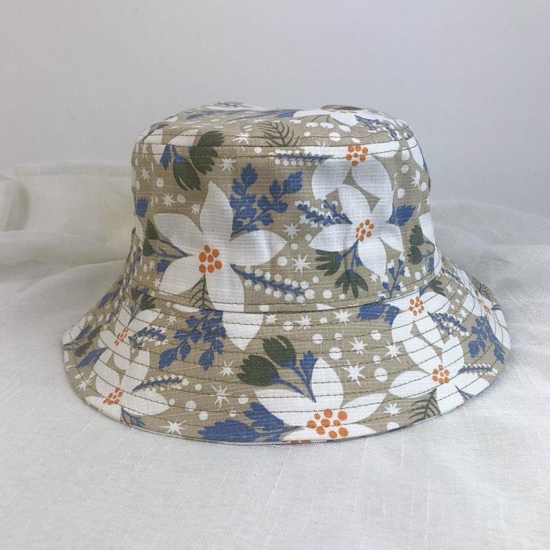 Cotton and Linen Printed Chinese Style Canvas Bucket Hat Men's and Women's Trendy Brand Sunshade Sunscreen Basin Hat