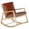 Day and Night - Day and Night Genuine Leather and Solid Mango Wood Brown Rocking Chair