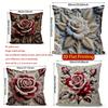 2D  Vintage Embossed Rose Decorative Throw Pillow Covers Pattern Cushion Cover Suitable For Sofa Bedroom Car Pillow Cover