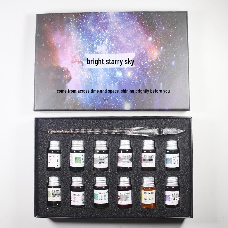 Starry Sky Glass Dip Pen Set: Crystal Signature & Student Pen Stationery Gift