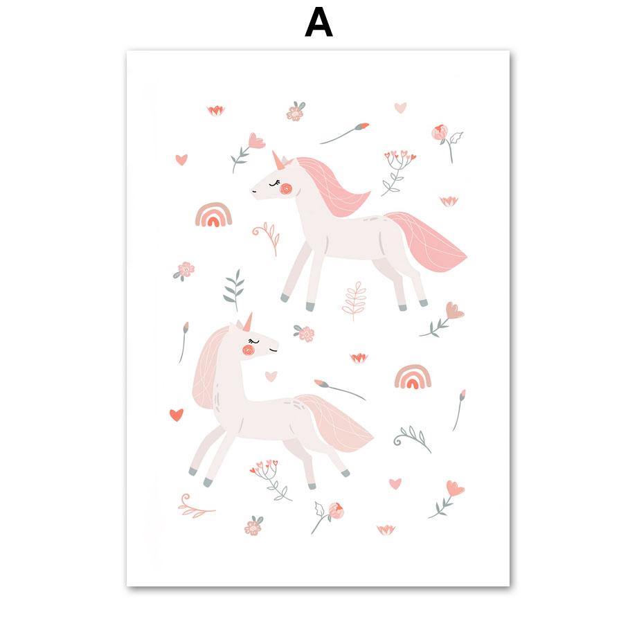 Pink Ballet Girl Rainbow Unicorn Shoes Nursery Wall Art Canvas Painting Posters And Prints Pictures For Baby Kids Room Decor