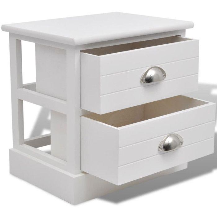 VidaXL Table de chevet 2 pcs Blanc