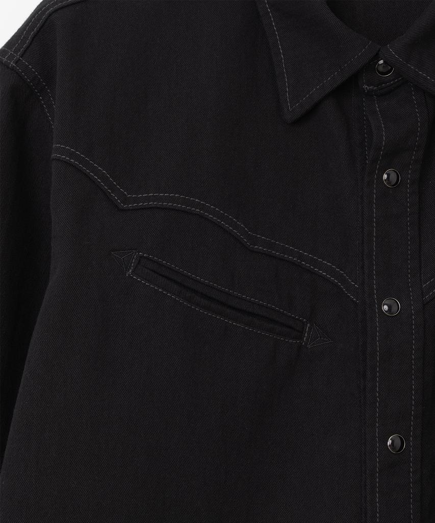MILLO ARCHIVE Curved Pocket Cowboy Denim Shirt [Matte Black]
