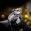 Huitan Gorgeous Big Cubic Zircon Rings for Women Wedding Anniversary Gift Noble Female Party Ring Brilliant Fashion Jewelry