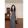 Winter High-End Korean Style Cinched Waist Knit Sleeveless Dress