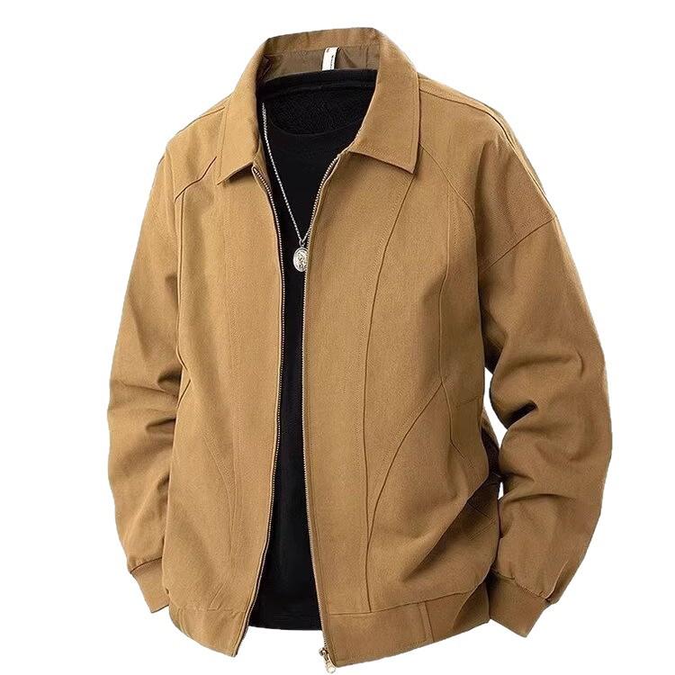 American Detroit Men's Workwear Jacket: New Style, Solid Color, Loose Casual Fit, Spring/Autumn Lapel Coat