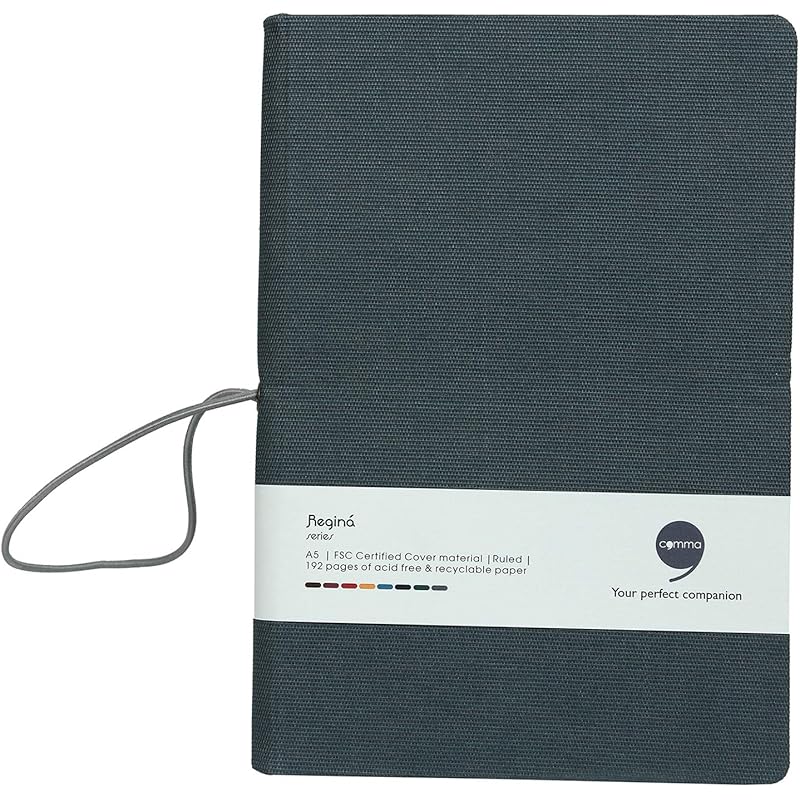 

COMMA Regina A5 Size Hard Bound Notebook with a Horizontal Elastic Band Closure 192 Pages 80gsm Natural Shade Paper 5 зелёный