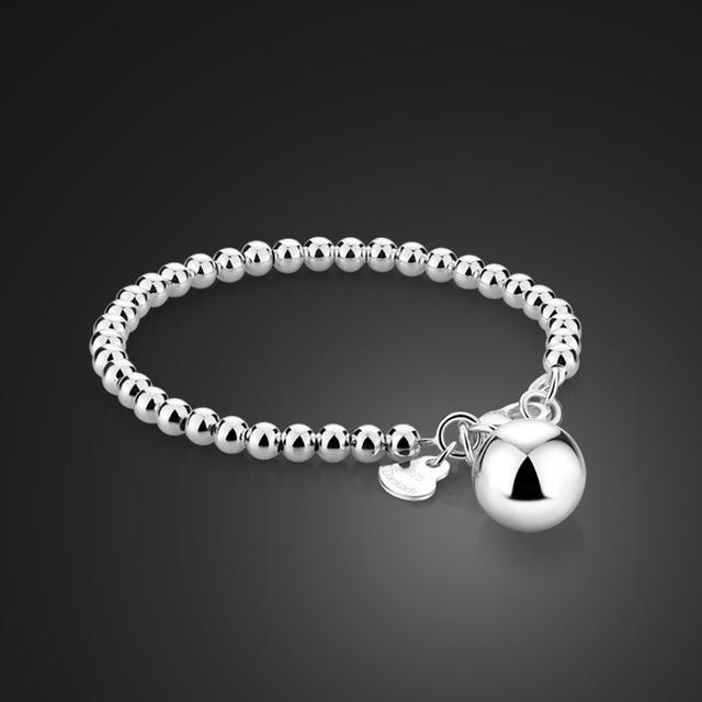

Высокое качество простой браслет из бисера 4 мм/6 мм, браслет из 100% стерлингового серебра 925 пробы с сердечком, модная цепочка для женщин и девочек 15 см/20 см, ювелирные изделия на цепочке 18cm