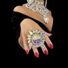 Stonefans Round Crystal Exaggerated Rings Adjustable Queen Jewelry Fashion Bling Colorful Rhinestone Open Ring Wedding for Women
