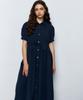 Manavis Seven Rib Shirt Dress [Navy]