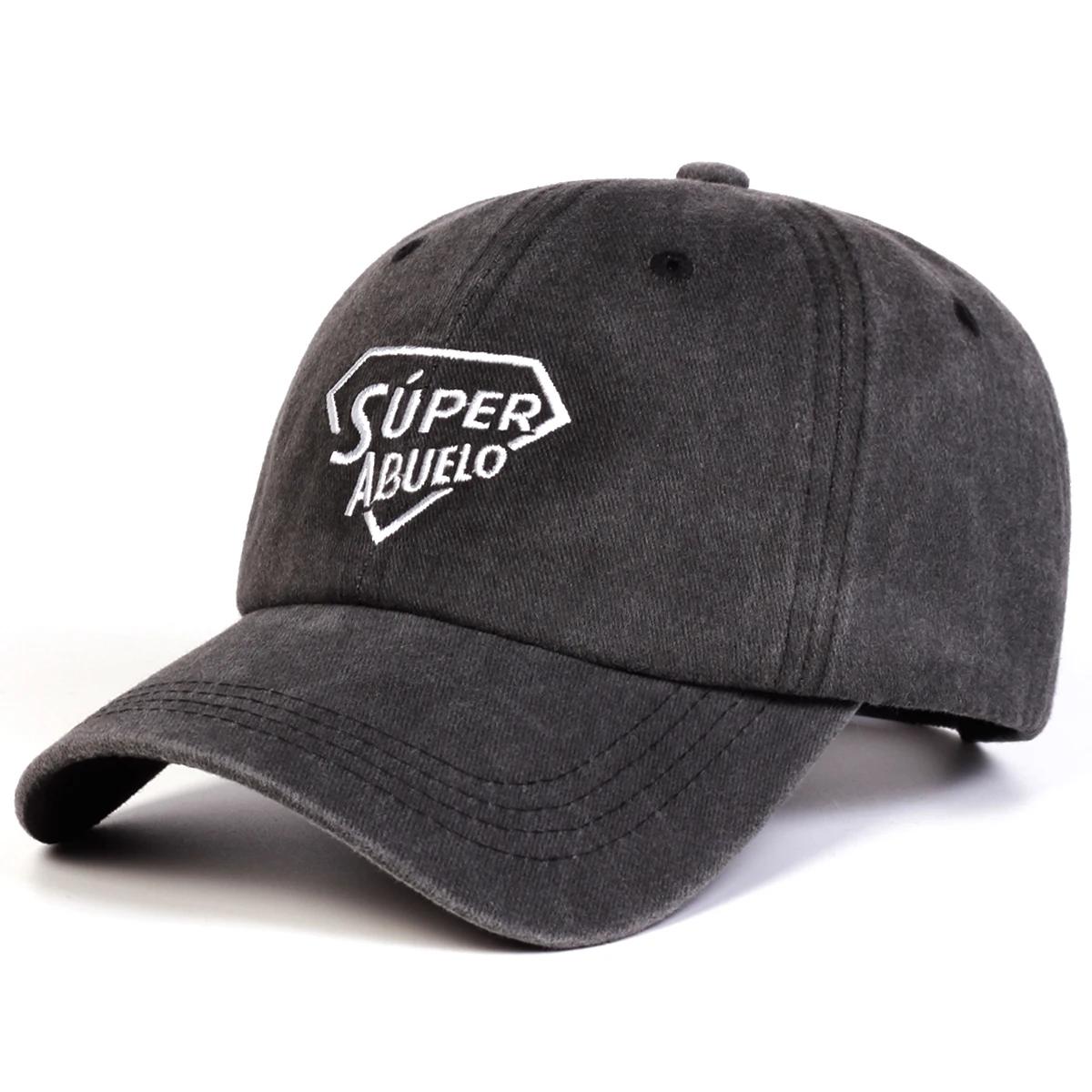

Unisex Super Abuelo Letter Embroidery Wash Baseball Caps Spring Autumn Outdoor Adjustable Casual Hats Sunscreen Hat Sports Cap
