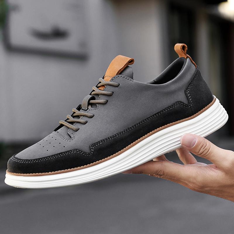 

Весенне-осенние мужские модные кроссовки на шнуровке черного и серого цвета, повседневные кроссовки из натуральной кожи для мужчин, мягкие повседневные кроссовки с дышащими свойствами 44 серый