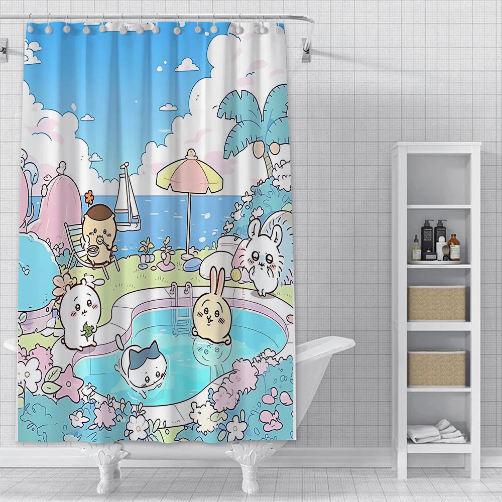 Shower Amine Chiikawas Curtain Waterproof Polyester Fabric Paint Colorful Bath Curtains Home Bathroom Decor Curtain With Hook